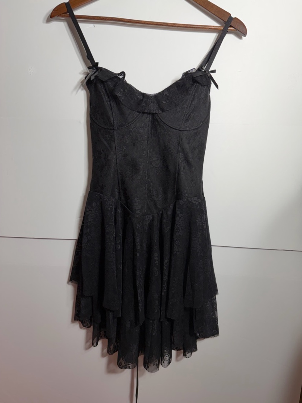 Black Lace Corset Mini Dress With Back Lace-up Whimsy Goth Fairycore